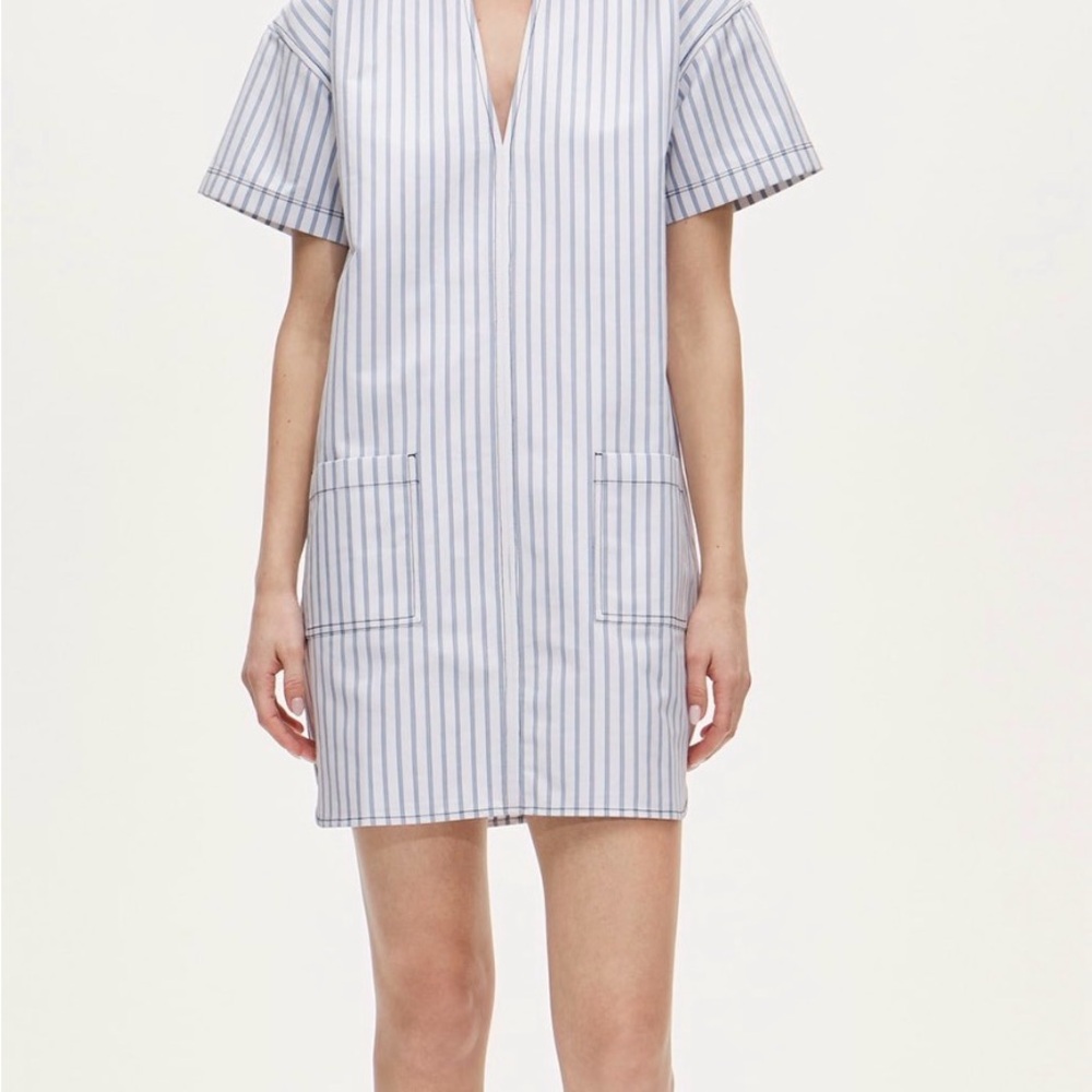 NWT J.Crew Striped Short Sleeve Shift Dress in Blue and White